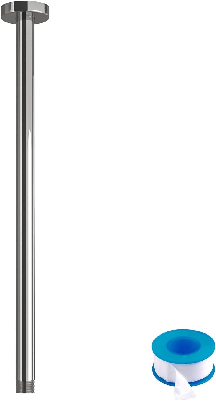 Lordear Long Shower Arm 16 Inch Chrome Ceiling Mount Shower Arm and Flange 16” Shower Head Extension Arm Design for Rainfall Showerhead,Round Pipe - Image 1